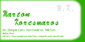 marton korcsmaros business card