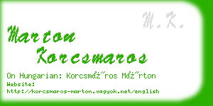 marton korcsmaros business card